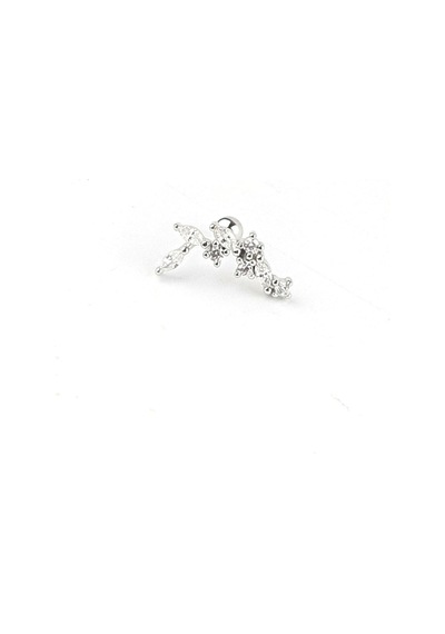 Pırlanta Parlaklığında Zirkon Taşlı 925ayar Gümüş Tragus Kıkırdak Helix Piercing Gümüş