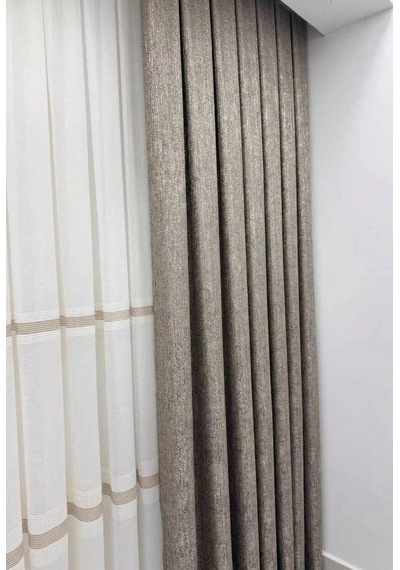 Nivemeshome Hazan 5407 Gümüş 1/3 Pileli Fon Perde Apm