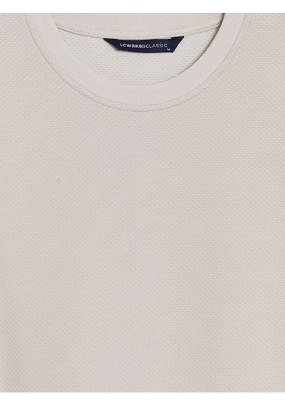 Lcwaıkıkı Classic Gri Bisiklet Yaka Desenli Erkek Sweatshirt