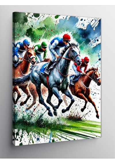 Kanvas Tablo Yarış Atları Ve Jokeyler 50cmx70cm