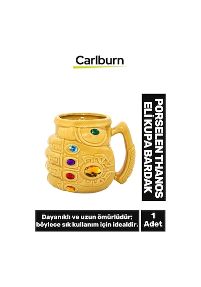 Özel Tasarım Dekoratif Şık Hediyelik Porselen Thanos Eli Kupa Bardak 1 14 Cm Çok Renkli