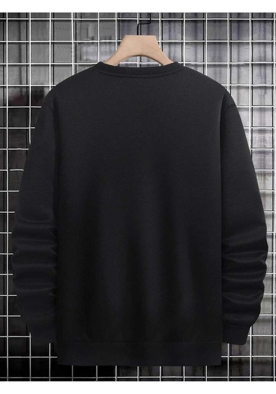 Startmore Adrift Manfinity Sporsity Letter Graphic Sweatshirt Siyah Siyah