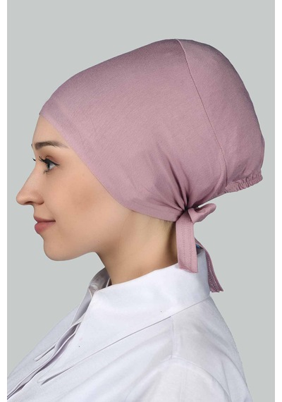Altobeh Kadın Pratik Dikişsiz Bağcıklı Kaymayan Tesettür Penye Bone - Koyu Pembe