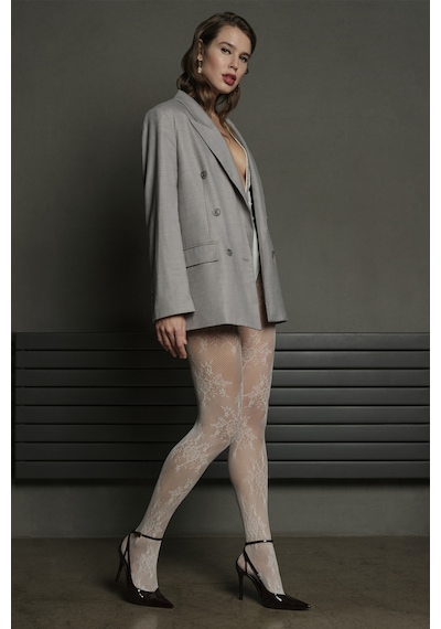 Suwen Fishnet Lace Külotlu Çorap Sc3048036 Ekru