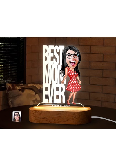 Bk Gift Kişiye Özel Anne Karikatürlü Dekoratif 3d Biblo Led Işıklı Gece Lambası-3, Anneye Hediye, Anneler Günü Hediyeleri Kobitmeyen138236 Bk Gift