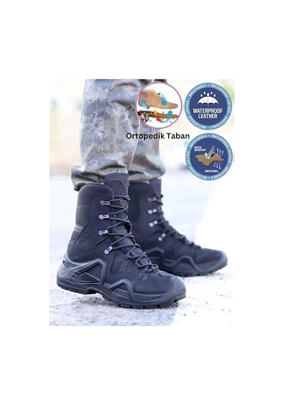 Scooter Erkek Hakiki Deri Su Geçirmez Bağcıklı Tactical/outdoor Kışlık Askeri Uzun Bot Ortopedik Taban siyah Scooter Erkek Hakiki Deri Su Geçirmez Bağcıklı Tactical/outdoor Kışlık Askeri Uzun Bot Ortopedik Taban siyah