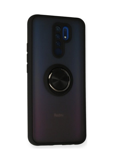 Xiaomi Redmi 9 Uyumlu Kılıf Montreal Yüzüklü Silikon Kapak - Siyah