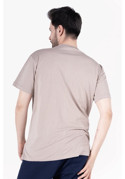 Yıldırımlar T-shirt V Yaka %100 Pamuk Camel