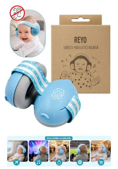 Reyo Bebek Gürültü Önleyici Kulaklık, İşitme Koruyucu Bebek Kulaklığı, Konser, Uçak, Seyahat, Düğün Ve Maç İçin Gürültü Azaltıcı Bebek Kulaklığı 0-3 Yaş Mavi