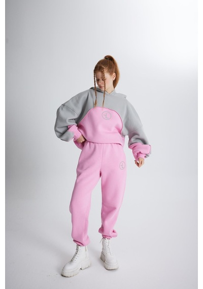 Holly Lolly Şardonlu 3 İplik Kumaş Oversize Kapişonlu Revenge Sweatshirt Pembe