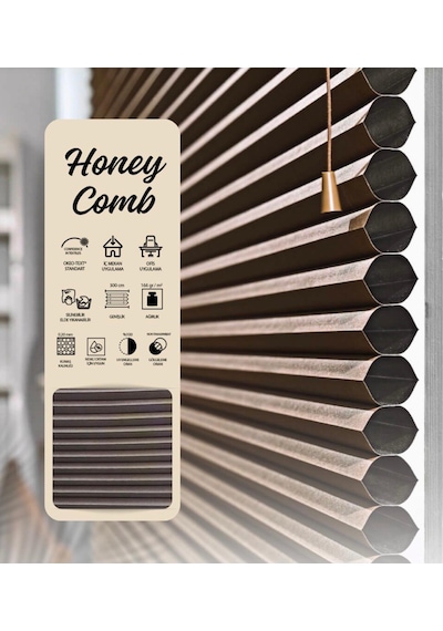 Honeycomb Bal Peteği Çiftli Sistem Gece-gündüz %100 Karatma Ve Isı Yalıtımlı Plise Perde Gri