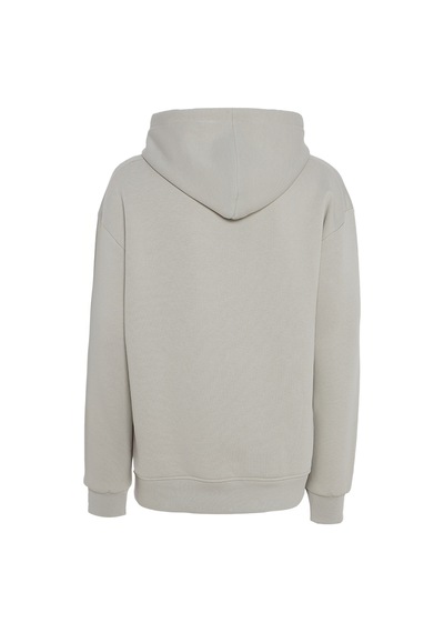 Tudors Unisex Relax Fit Rahat Kesim Pamuklu İçi Polarlı Çift Cepli Tam Fermuarlı Taş Renk Kapüşonlu Sweatshirt-32699 Taş