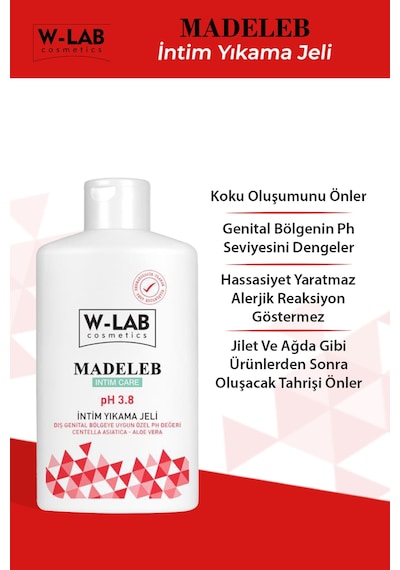 W-Lab Cosmetics Madeleb 3.8 pH Dengeli İntim Jel 250 ML