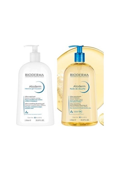 Bioderma Atoderm Intensive Foaming Gel 1 L+Bioderma Atoderm Huile De Douche Shower Oil 1 L
