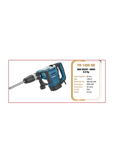 Proter PH 1400 DH 1400 W 20 Joule 8.5 Kg Max Delici Kırıcı
