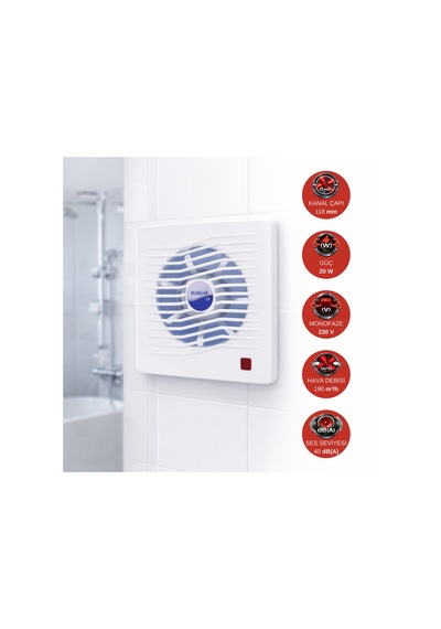 Dündar 18Cm L-12 230 220 V Monofaze Ev Tipi Plastik Fan Aspiratör