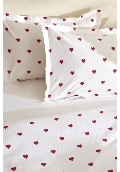 Karaca Home Amour Kalp Desenli %100 Pamuk Çift Kişilik Pike Takımı Kırmızı