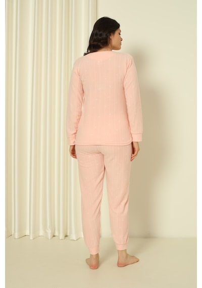 Wordex Fwn 04-3302 Peluş Welsoft Polar Kışlık Yumoş Tavşanlı Kadın Pijama Takımı Soft Pembe