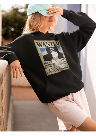Sevbano Wanted Uchiha Itachi Baskılı Unisex Oversize Naruto Anime Hoodie Siyah Sevbano Wanted Uchiha Itachi Baskılı Unisex Oversize Naruto Anime Hoodie Siyah