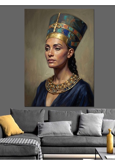 Mısır Kraliçesi Nefertiti Asil Portre Dekoratif Kanvas - Mdf Ahşap Tablo