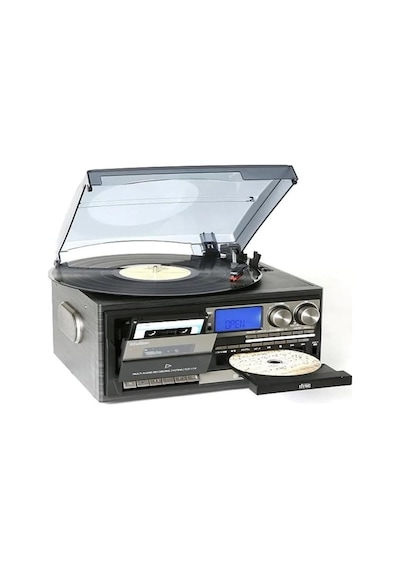 Nostaljik Siyah Pikap Kaset Cd Çalar Bluetoothlu Kumandalı Radyo Mp3 Usb 33-45-78 Lik Plakla Standart