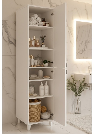 Bari Çok Amaçlı Depolama Dolabı Banyo Dolabı Erzak Dolabı Mutfak Organizeri Kapaklı Raflı Dolap Beyaz Bari Çok Amaçlı Depolama Dolabı Banyo Dolabı Erzak Dolabı Mutfak Organizeri Kapaklı Raflı Dolap Beyaz