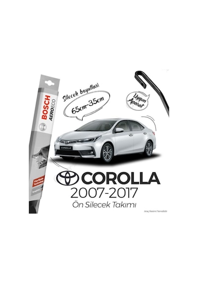 Toyota Corolla Uyumlu Muz Silecek Takımı 2007-2017 Bosch Aeroeco
