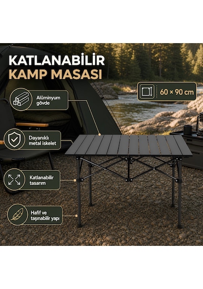 İnflatable Mattress Kmp252 60x90 Katlanabilir Alüminyum Kamp Masası Çok Renkli