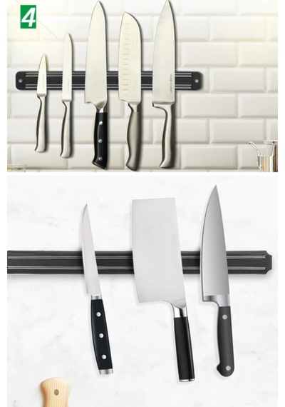 Mıknatıslı Tüm Bıçaklar Için Uyumlu 33 Cm Her Yere Asılabilir Kolay Montaj Mutfak Restorant Ev Cafe Altın