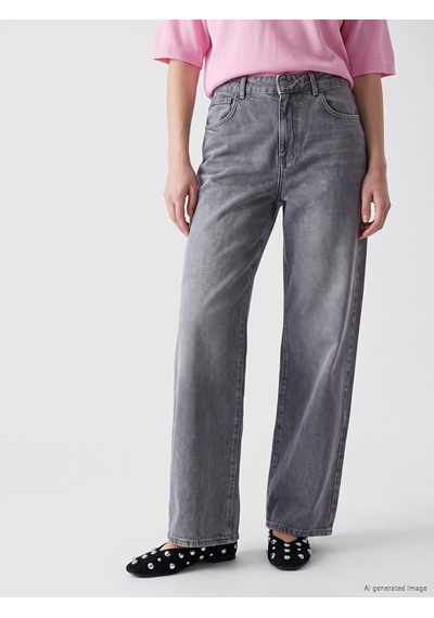 Lcw Vision Gri Straight Fit Kadın Jean Pantolon
