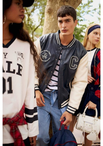 Defacto Regular Fit Kolej Yaka Çıkarılabilir Kapüşonlu Çıtçıtlı Suni Deri Bomber Mont E9972ax25aunv64 Lacivert