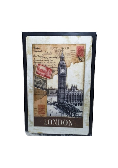 London Londra Saat Kulesi Kartpostal Ahşap Poster-1