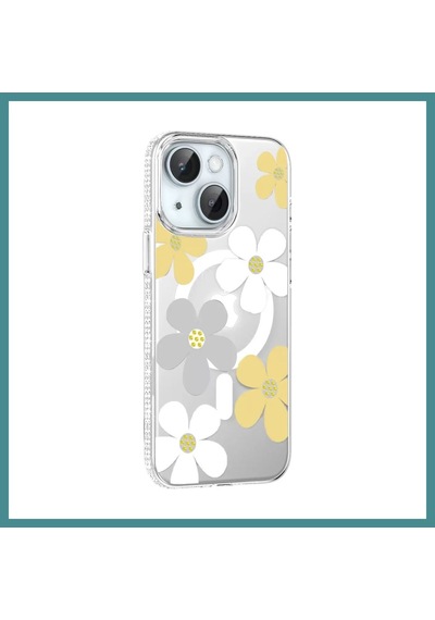 Trendexa Joko İphone 14 Uyumlu Floral Magsafe Kapak - Sarı Mac