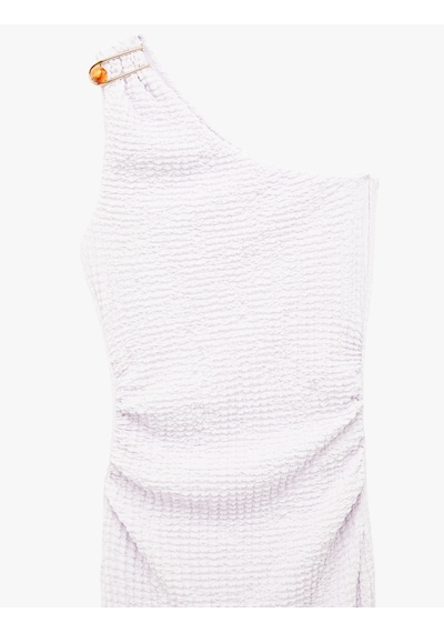 Koton Bürümcük Kumaş Kolsuz Drape Detaylı Tek Omuz Uzun Elbise Lila 6sak80029uk Lila