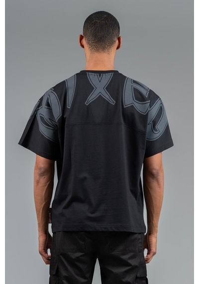 Maraton Sportswear Oversize Erkek Bisiklet Yaka Kısa Kol Basic Siyah T-shirt 23246-siyah