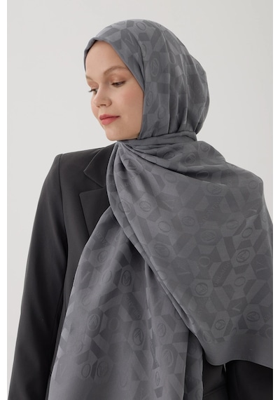 Valentino Orlandi Logo Serisi Monogram Şal - 06244 Koyu Gri