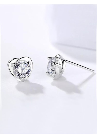 Brezza Lusso Jewelry Enesstore Gümüş Melek Kalbi Taşlı Kadın Kolye Küpe Set