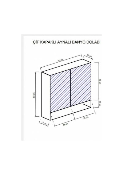 Çift Kapaklı Aynalı Lavabo Üstü Banyo-Wc Dolabı (Günlük Kargo) Beyaz