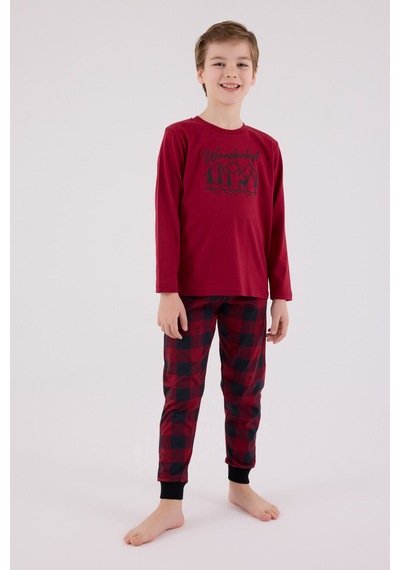 Arnetta Erkek Çocuk Bordo Pijama Takımı 5274-48515 Bordo