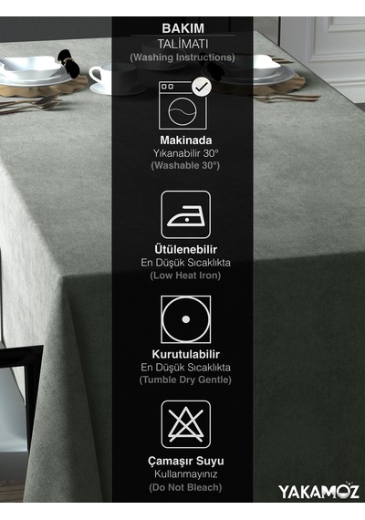Taş Rengi Kadife Dokulu Masa Örtüsü Dertsiz Velvet Touch Serisi Taş Rengi