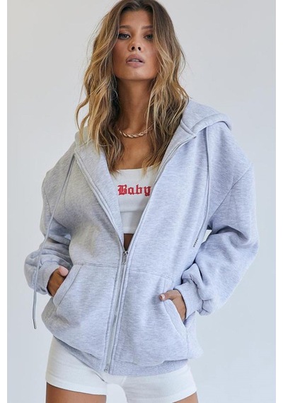 Madmext Mad Girls Karmelanj Kapüşonlu Şardonlu Sweatshirt Mg1223 Kar Melanj