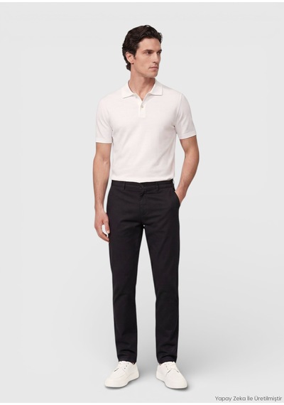 Ramsey Siyah Dokuma Regular Fit Casual Pamuk Karışımlı Pantolon siyah