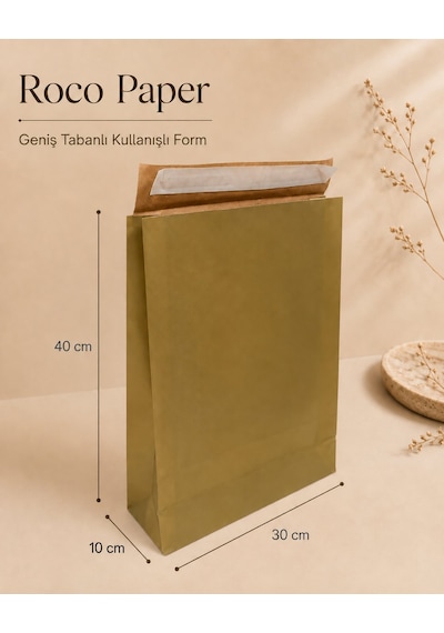 Yapışkan Bantlı Kraft Kese Kağıdı, Altın Renk, 30x40x10 Cm - 24'lü Paket, Hediye Ve Kargo Zarfı