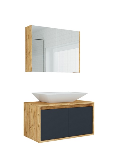 Banos Roomart Ahşap-Antrasit Mdf 85 Cm Aynalı Banyo Dolabı Antrasit