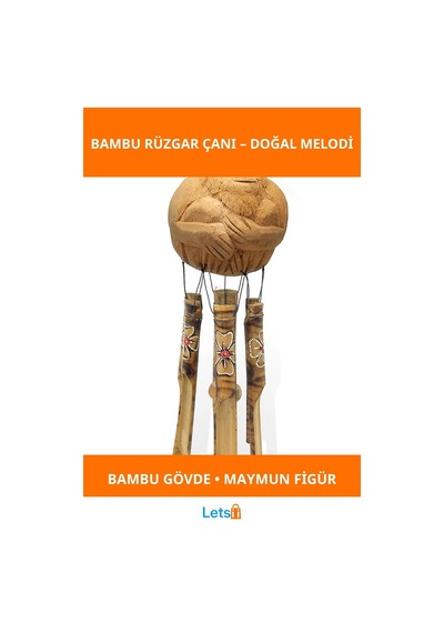 Doğal Bambu Maymun Figürlü Rüzgar Çanı 1 Adet
