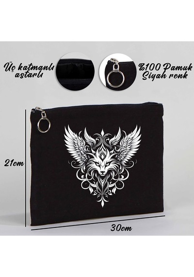 Tattoo Tablet/portföy Çanta - Astarlı 30x21 Cm Siyah Siyah