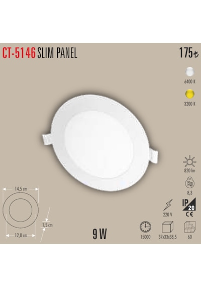 Ct-5146slım Panel 10 Adet Slim Spot - 9 W Beyaz