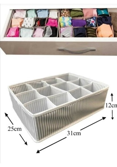 Alas 12 Bölmeli Çok Amaçlı Organizer - Çekmece Organizeri 31x25x Gri