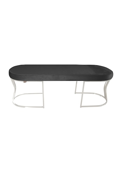 Viego Silver Smooth- Antrasit Kapitoneli Model Puf & Bench & Koltuk- Oturak-uzun Makyaj Puff- Yatak Odası Ucu & Önü