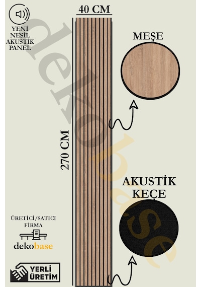Meşe 40x270 Cm Yeni Nesil Akustik Ahşap Duvar Paneli